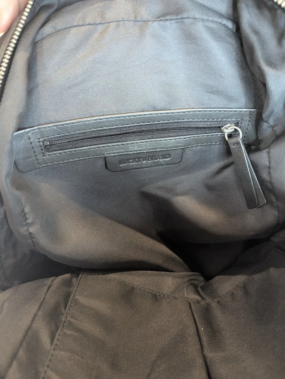Lucky Brand Black Leather Backpack Adjustable Straps Classic Silver Hardware